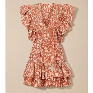 Ulla Johnson Kiri Dress Orange Blossom Floral Ruffle Mini Dress Size 8